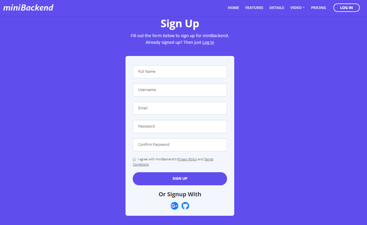 Quick Signup